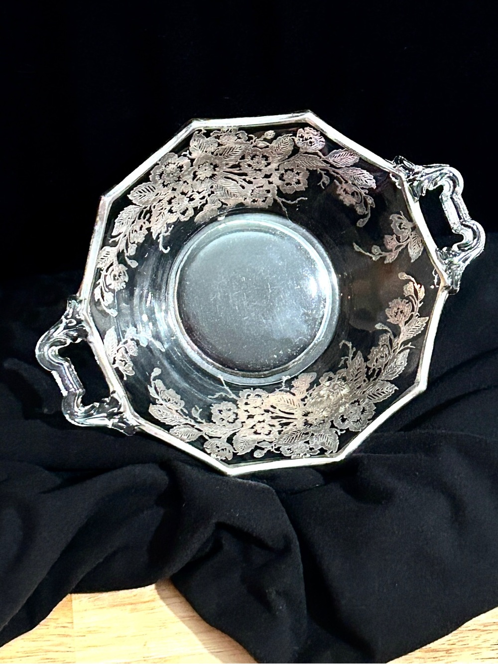 Vintage Silver City Glass Bowl Blossom Time Sterling Overlay Elegant Decor